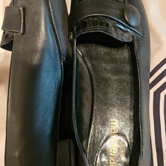 Comfort vintage ballet Flat 100% leather Grandmacore Whimsigoth black loafers 11 - Picture 8 of 11